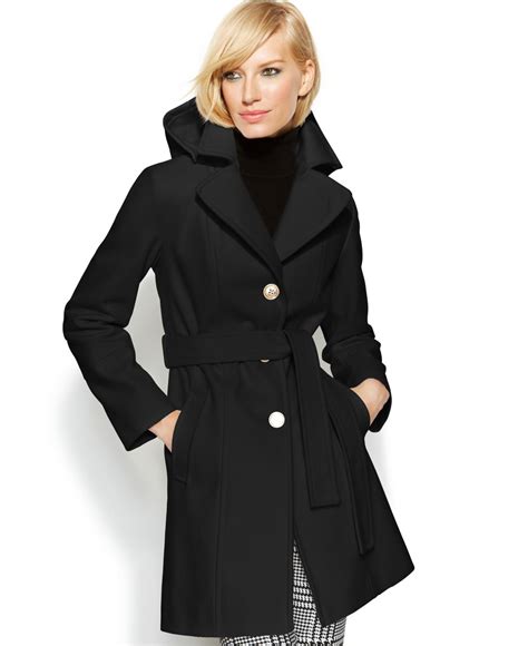 black coat michael kors|michael kors black winter coat.